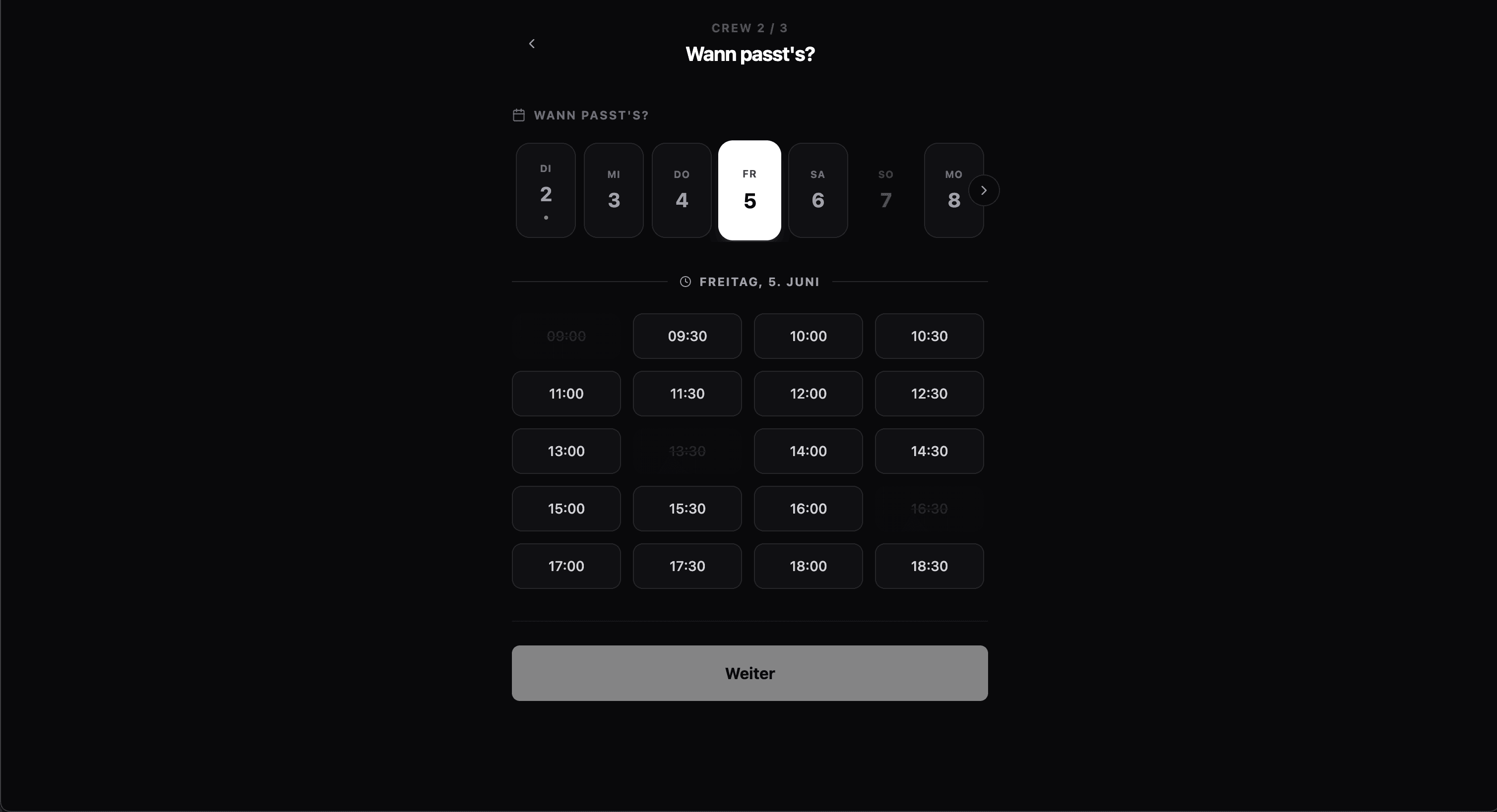 AtlasBarber public booking flow showing available time slots for a selected barber and service.